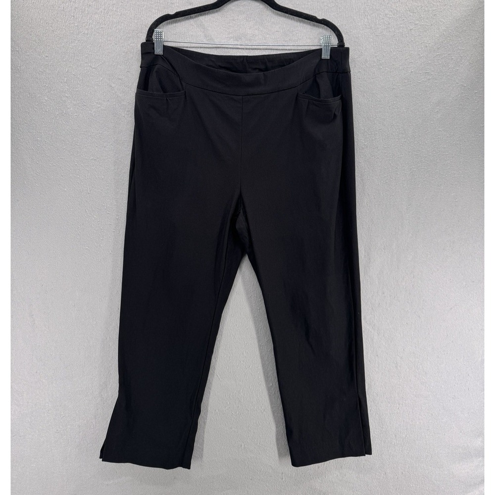 Chico's Size 3 XL/16‎ So Slimming Cropped Pants Black Brigitte Ankle Vents Nylon